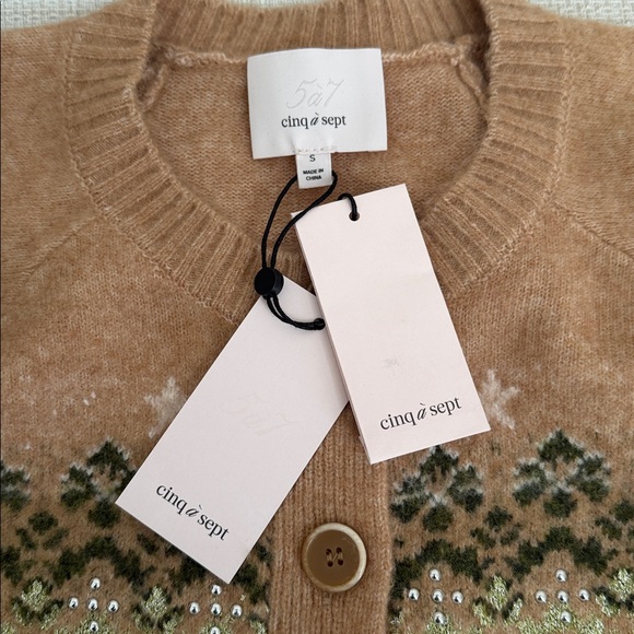 💚Cinq à Sept🩷Millie Fair Isle Cardigan Sweater